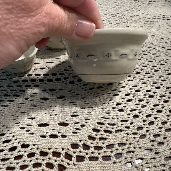 Longaberger Miniature Mixing Bowl Set Collectors Club White/blue - Picture 3 of 8